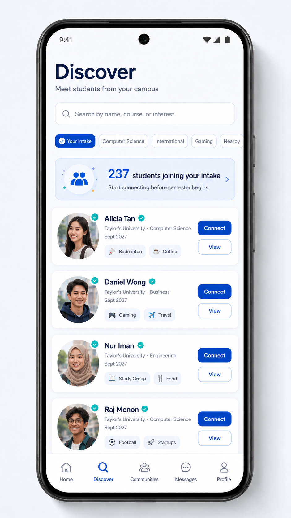 OnlyKampus student discovery screen